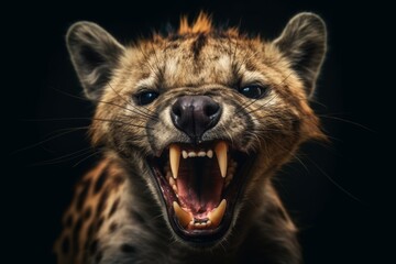 Fierce Hyena Growling Aggressively