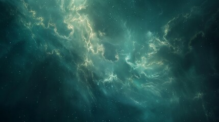 Inside the Nebula: Teal and Green Cosmic Wonders