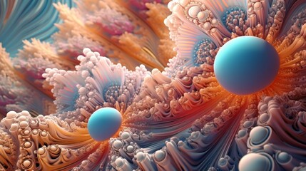 Vibrant abstract fractal background with spheres