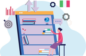 The girl is studying online.