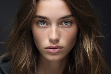 Obraz premium Pensive young woman with intense gaze