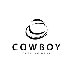 Cowboy hat logo vector hat illustration line texas rodeo cowboy template design