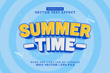 Editable text effect Summer Time 3d Cartoon template style premium vector
