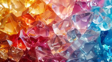 A colorful array of crystals with a rainbow of colors