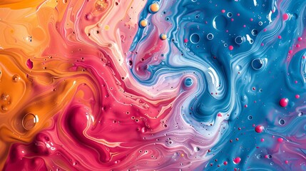 A colorful swirl of paint with blue and pink colors