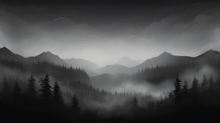 greyscale of mist and fog effect, background is black generative ai