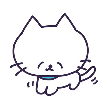 人懐こいにこにこ顔のかわいい白い色の子猫のイラスト