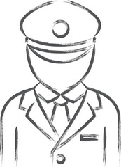 駅関連の筆書きイラスト　駅員
