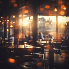 lens glare blurry restaurant background generative ai