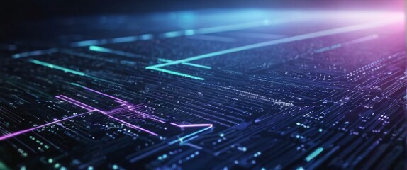 An abstract digital background with binary code and AI algorithms running in the background