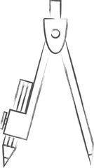 文房具関連の筆書きイラスト　コンパス