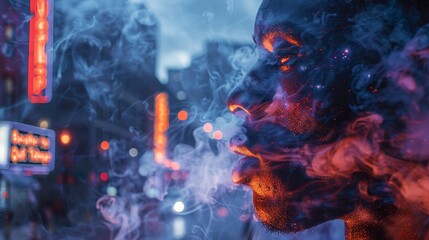 A man smokes in a city street with a sign that says "World to End" for World No Tobacco Day