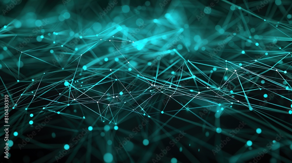 Fototapete a futuristic plexus of vibrant turquoise connections that sprawl across a shadowy background with th