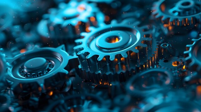 Interconnected gears and cogs in motion, symbolizing the mechanics behind digital marketing strategies.