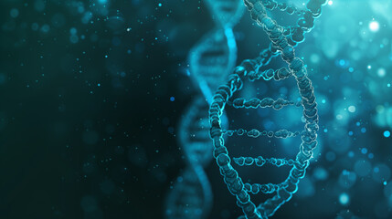 A cyan DNA genome poster with copy space