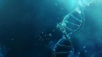 A cyan DNA genome poster with copy space