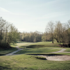 Serene Spring Golf Course Landscape with Lush Greenery