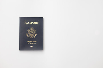 United States American Passport Isolated White Background Left of frame