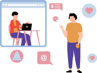 Boys chatting online.