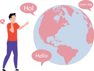 The boy is talking all over the world.