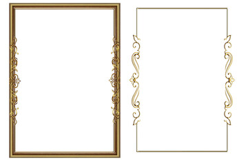 picture frame png  , Set of golden frames - Isolated transparent PNG background - Premium pen tool cutout