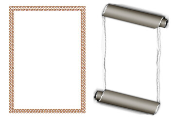 frame for text with clip, scroll of paper photo frame , picture frame png  ,  Isolated transparent PNG background - Premium pen tool cutout