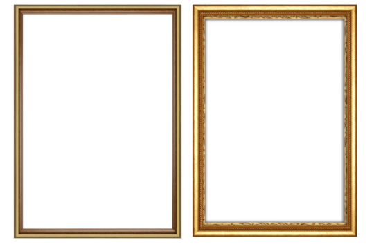 picture frame png  , Set of golden frames - Isolated transparent PNG background - Premium pen tool cutout