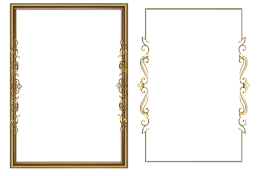 picture frame png  , Set of golden frames - Isolated transparent PNG background - Premium pen tool cutout
