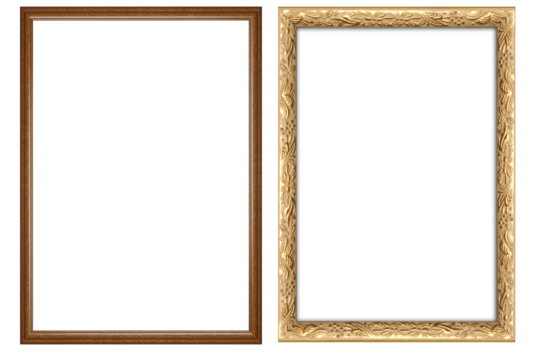 picture frame png  , Set of golden frames - Isolated transparent PNG background - Premium pen tool cutout