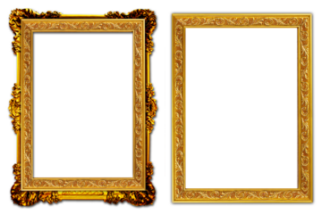 picture frame png  , Set of golden frames - Isolated transparent PNG background - Premium pen tool cutout