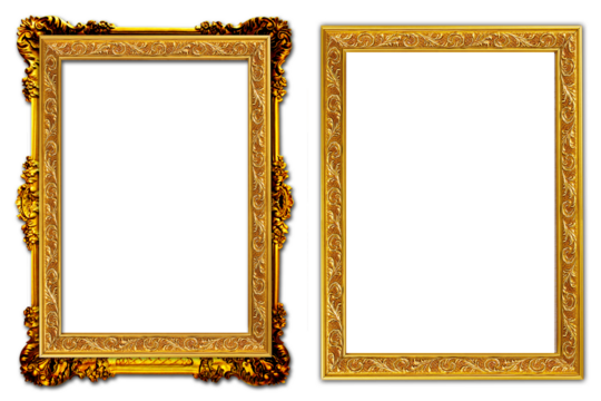 picture frame png  , Set of golden frames - Isolated transparent PNG background - Premium pen tool cutout