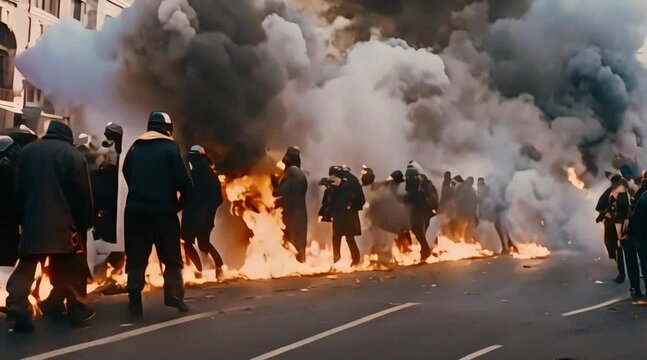 March with Smoke and Fire