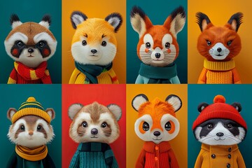 Obraz premium Fashionable Animal Characters: Whimsical Clipart Collection