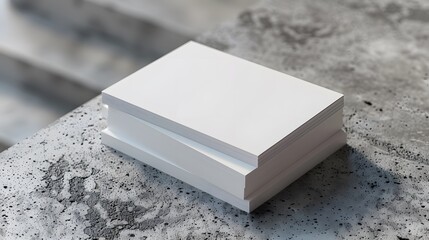A stack of blank business cards on grey background, mockup template design presentation, branding concept for your brand or company logo with white color, 3d rendering illustration.