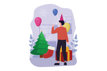 Christmas Day Flat Design Illustration