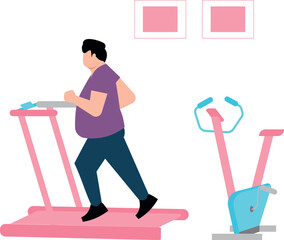 A man is running on a treadmill.