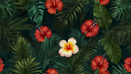 Naklejka premium vertical background of tropical leaves. generative ai