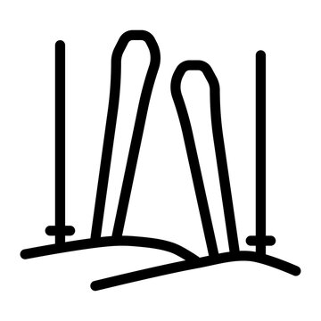 black skis and poles on snow clip art preview