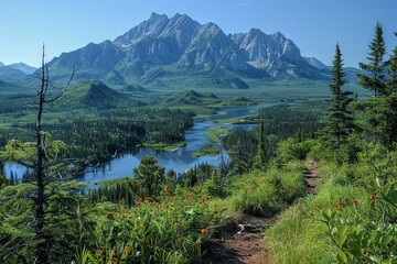 Mountain Majesty: Serene Landscape with Winding River