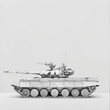 White soviet tank t 34.Minimal creative military concept.