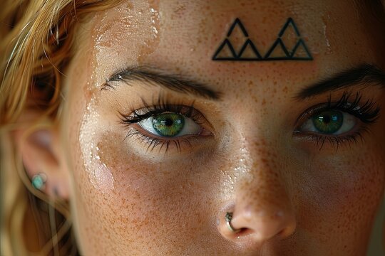 Symmetrical Triforce Princess Portrait: Beautiful Face Tattoo Design