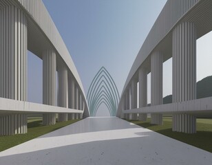 3d rendering architecture background building geometric shape