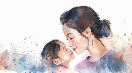 mother and daughter love watercolor style vector illustration family relationship concept - obrazy, fototapety, plakaty