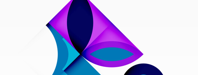 A violet triangle and a magenta rectangle artfully arranged on a white surface, showcasing symmetry and creative use of tints and shades