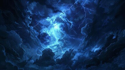 the wrath of god dramatic lightning storm in an ominous sky stormy clouds digital illustration