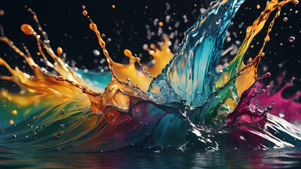 Background of water in motion, vibrant, Colorful gradient splash, hd, 4k, high-quality, highly...