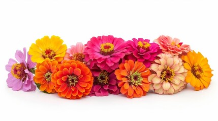 Obraz premium vibrant summer zinnia flower bouquet isolated on white background floral still life photo