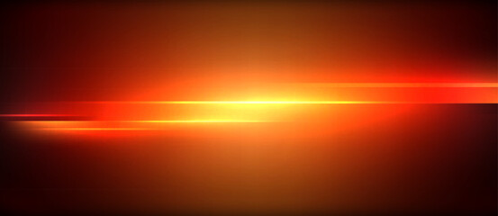 Obraz premium An amber and red afterglow lights up the sky as the sun sets behind the horizon, casting a warm glow on the clouds in the darkening dusk