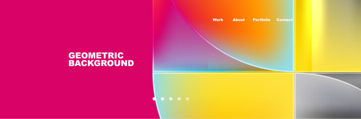 Round triangles and squares web site page template. Vector Illustration For Wallpaper, Banner, Background, Card, Book Illustration, landing page