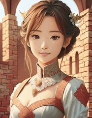 アジア系の美少女のイラスト